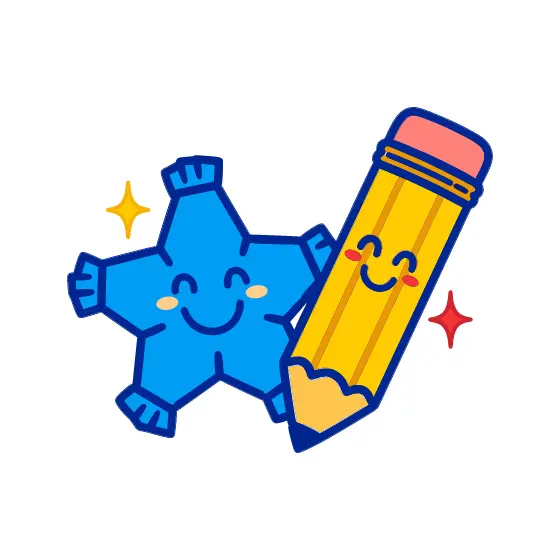 Blue Star Beside Yellow Pencil