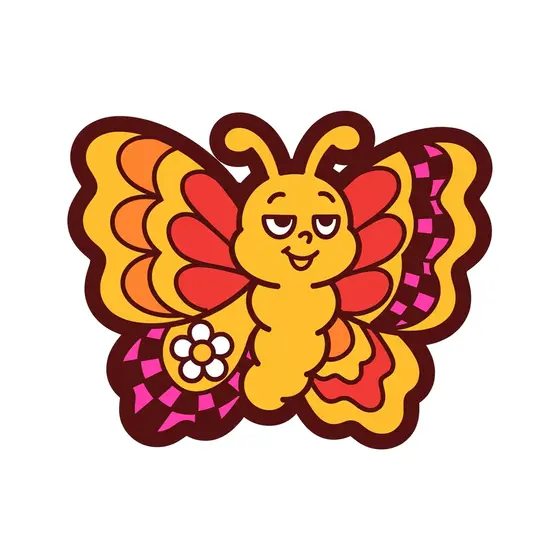Mustard Groovy Butterfly With Daisy