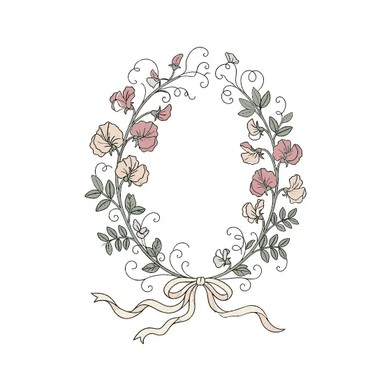 Cream and Rose Sweet Pea Wreath