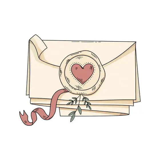 Sealed Envelope with Rose Heart Stamp