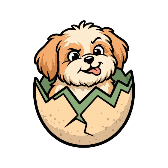 Shih Tzu Peeking From Dinosaur Egg