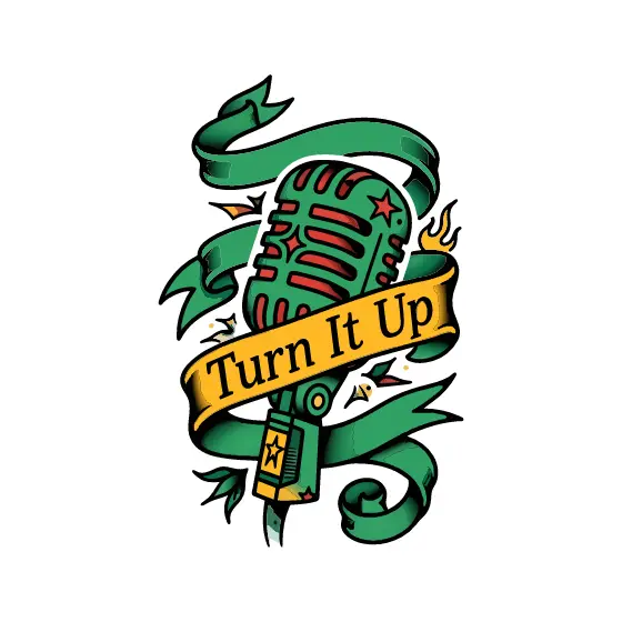 Green Microphone With Red Grille Stars