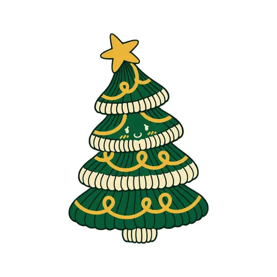 Wobbly Tinsel Knit Tree With Tilted Star