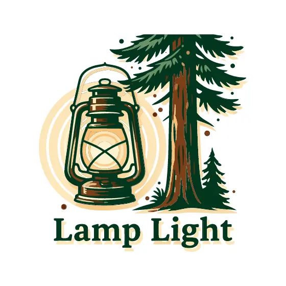 Lantern Beside Pine With Lamp Light Text