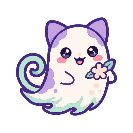 Cream Ghost Cat Holding Flower