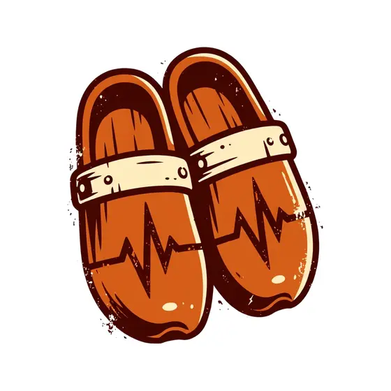 Orange Wooden Clogs With Heartbeat Line
