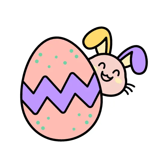 Bunny Peeking From Pink Zigzag Egg