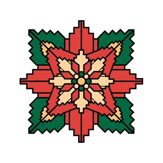 Stepped Geometric Poinsettia in Red and Green
