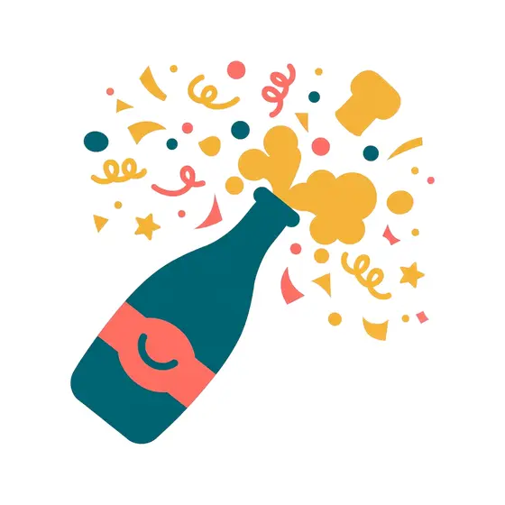 Teal Bottle Popping Gold Confetti
