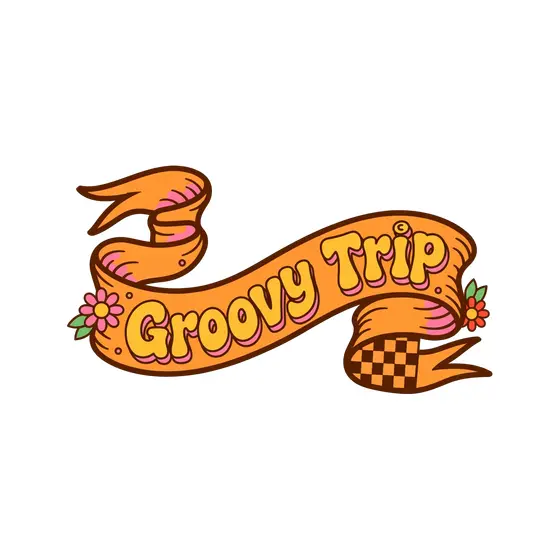 Orange Ribbon Banner Groovy Trip