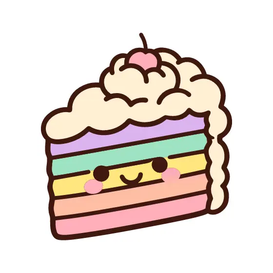Kawaii Rainbow Layer Cake Slice