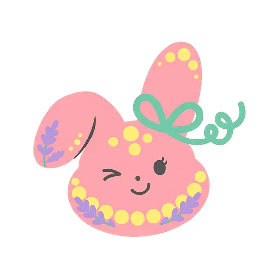 Mirrored Winking Bunny With Lavender Ears
