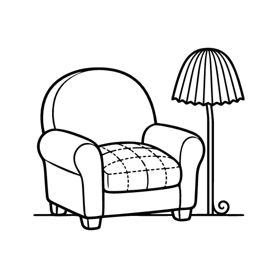 Patchwork Armchair With Pleated Floor Lamp