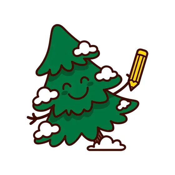 Leaning Pine Tree With Raised Pencil