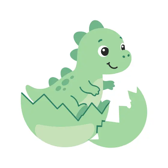 Happy Baby Dinosaur Hatching From Egg