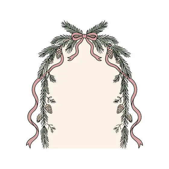 Arched Pine Frame With Rose Ribbons