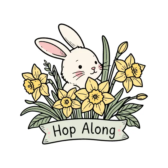 Sleepy Bunny Daffodils Hop Along Banner