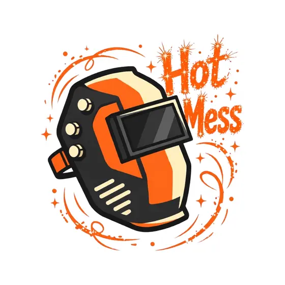 Welding Helmet With Orange Sparks Hot Mess