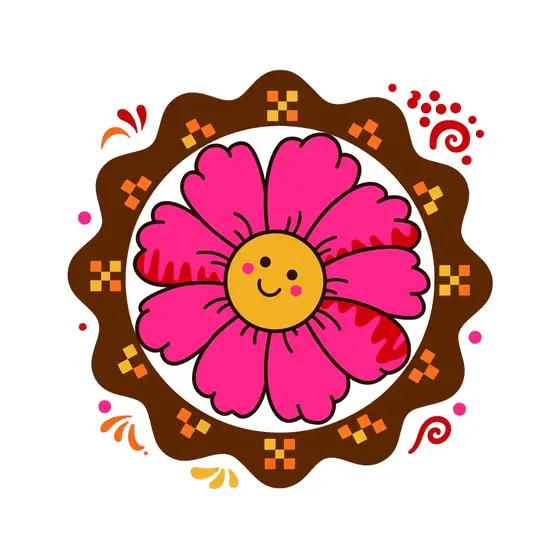 Pink Daisy With Scalloped Brown Wreath