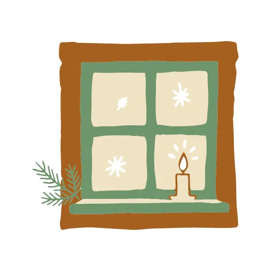 Sage Frame Window With Candle