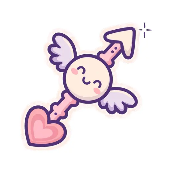 Cream Cupid Arrow With Pink Heart