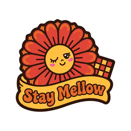 Winking Red Daisy With Yellow Ribbon
