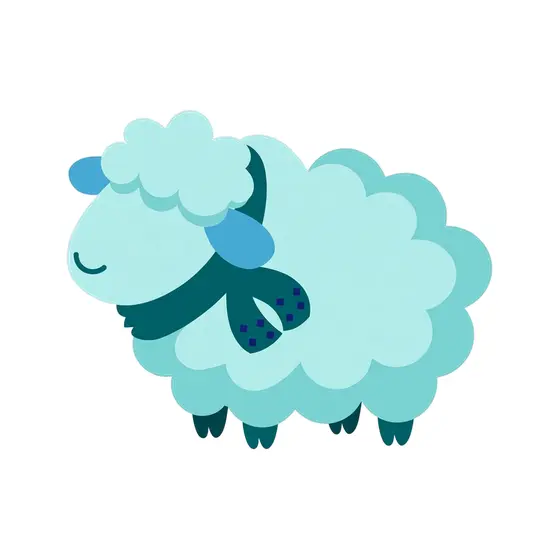 Mint Sheep Wearing Navy Scarf