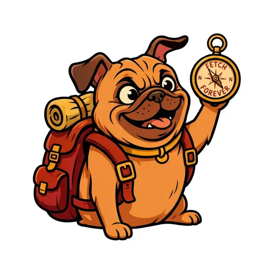 Pug Adventurer With Brass Compass