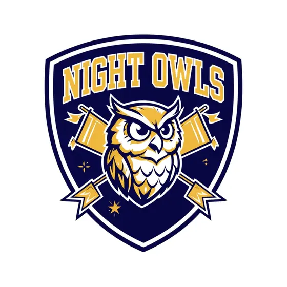 Gold Owl Night Owls Shield Crest