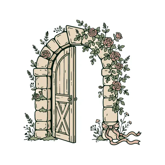 Cream Arch With Rustic X-Brace Door