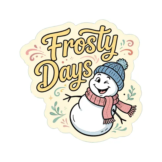 Frosty Days Sticker With Winking Snowman