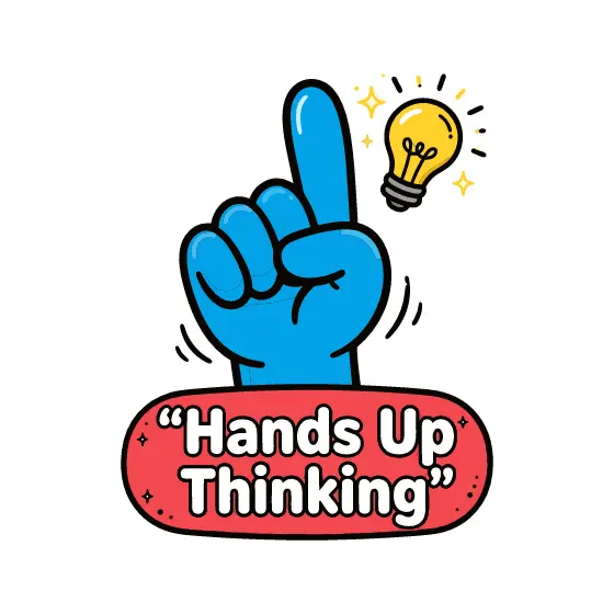 Blue Hand Raised With Lightbulb