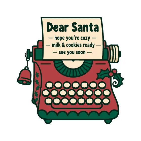 Red Typewriter With Dear Santa Note