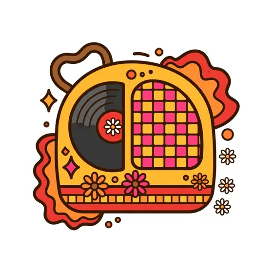 Mustard Boombox With Pink Checkerboard Grille