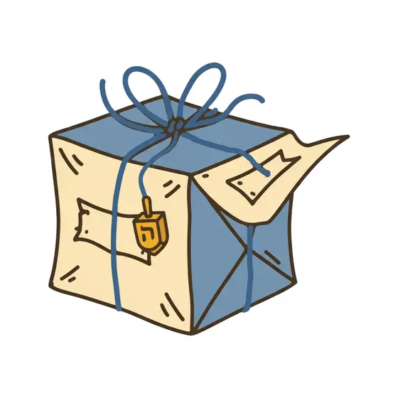 Blue Twine Gift Box with Dreidel