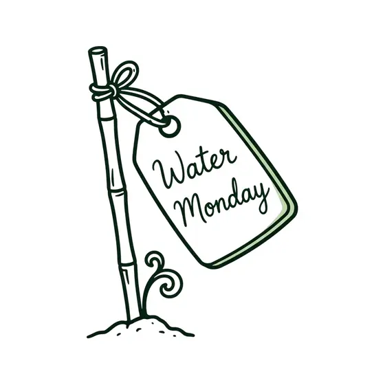 Water Monday Tag on Bamboo Stake