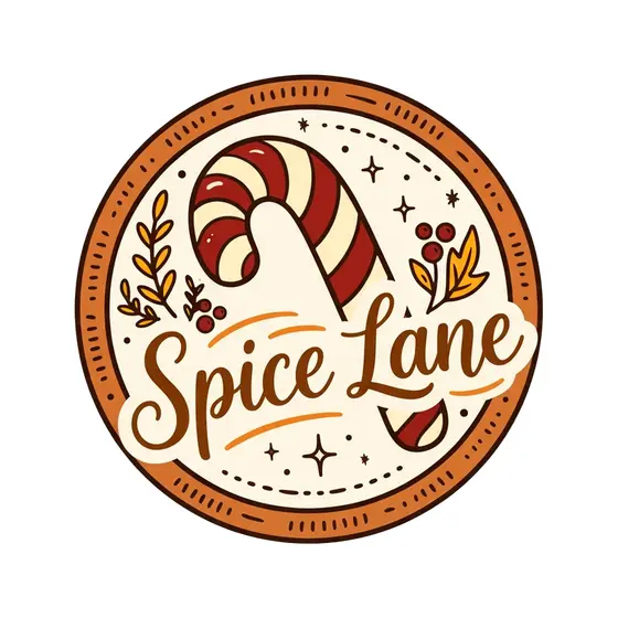 Round Badge With Candy Cane and Script