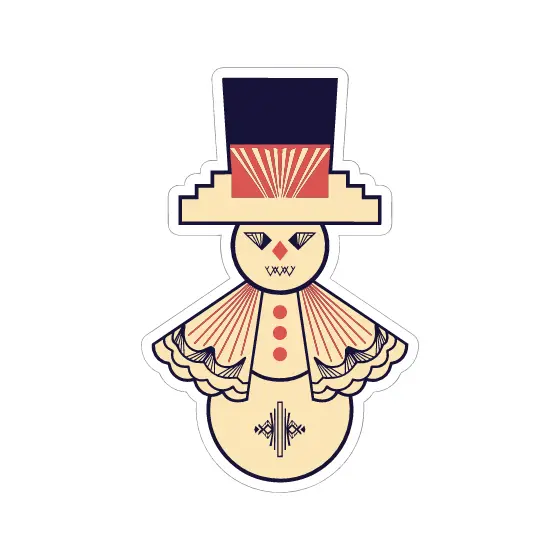 Cream Snowman With Coral Sunburst Cape