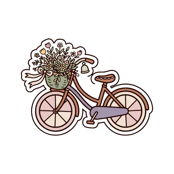 Pink Bicycle With Green Basket