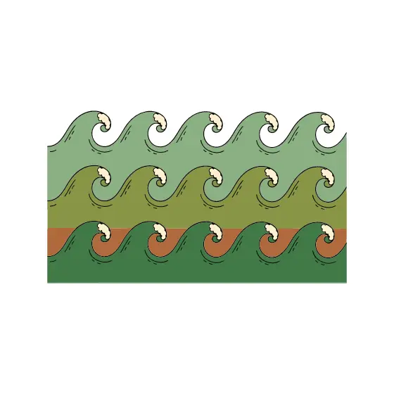 Cream Foam Wave Crests Border