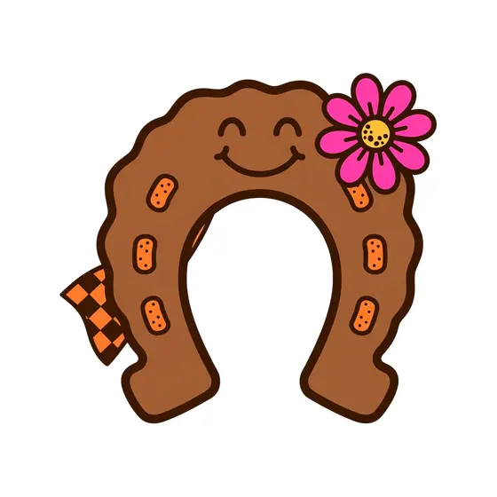 Smiling Brown Horseshoe With Daisy