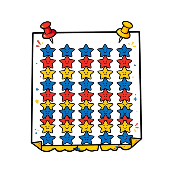Red and Yellow Pinned Star Chart