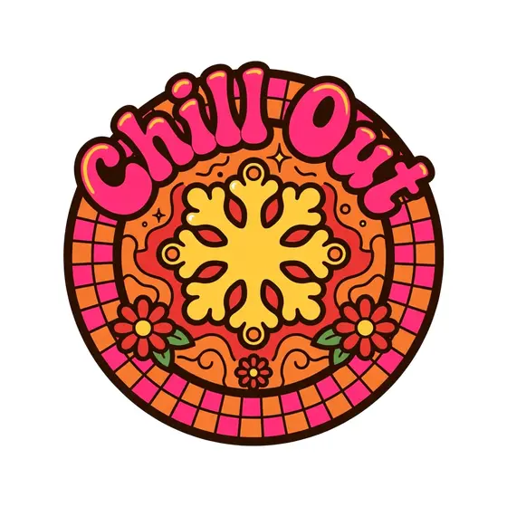 Chill Out Pink Mandala Snowflake Badge
