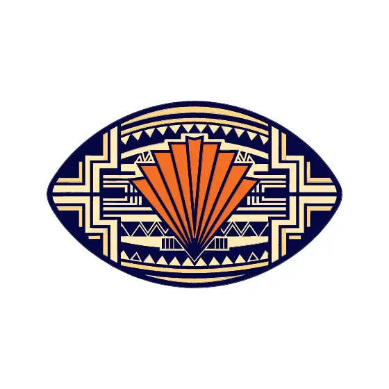 Ornate Deco Football With Pattern Bands