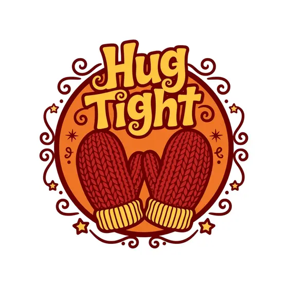 Red Mittens in Orange Circle Badge