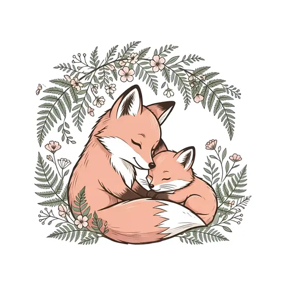Fox Mother Hugging Kit in Fern Wreath
