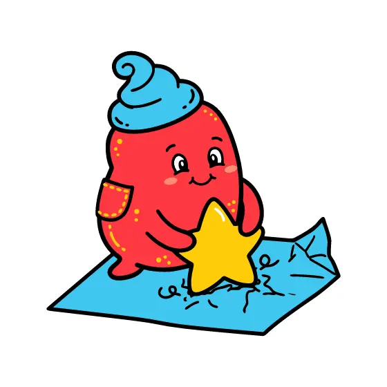 Glue Stick Star on Crumpled Blue Paper