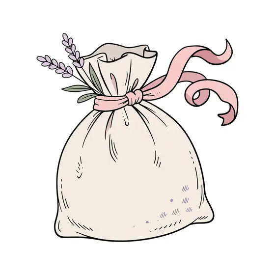 Lavender Sprig Rosin Pouch With Curled Bow