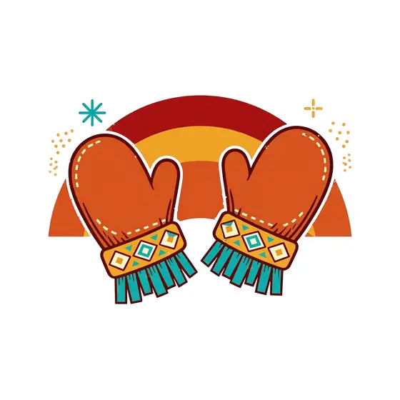 Fringed Mittens Above Sunset Arch