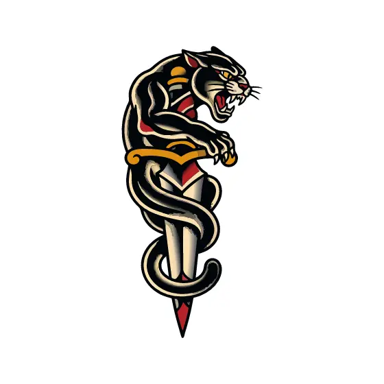 Panther Climbing Dagger Tattoo